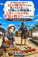 立ち退きを言い渡された辻の櫛売りですが、筵をやめて台にしたら、行商の小間物屋が三年いつもの刻に天気を教えていってくれます